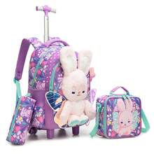 Girls' 3-Piece Rolling Backpack Set, Includes Rolling Bag, Crossbody Bag And Pencil Case, Suitable For Students Back To School - 兒童拉桿包 - 查看 2