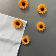 5/10/15 pièces Aimants de réfrigérateur tournesol, autocollants de réfrigérateur en résine vive, décoration essentielle de la cuisine et de la maison, décoration de chambre et accessoires de bureau, tableau blanc, aimants de réfrigérateur floraux - jaune - Voir 8