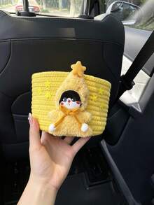 1 pieza Nueva Cesta de Almacenamiento para Coche de Cuerda de Algodón Tejida a Mano con Diseño de Gato Estrella de Dibujos Animados, Organizador de Caja de Reposabrazos para Artículos Varios, Llaves, Tarjetas, Pañuelos, Etc. - multicolor - Ver 4
