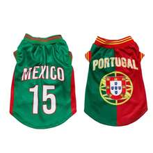 1pc Mexico National Team Style Pet Jersey, Size 15, Striped Design With English Number Print, Contrast Color Collar And Ribbed Cuffs, Suitable For All Pet Breeds - Green - View 14
