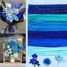 100 / 300 / 600 piezas Limpiapipas azules, 6 limpiapipas azules surtidos, limpiapipas para manualidades navideñas, tallos de chenilla para proyectos de manualidades DIY - Azul - Ver 2