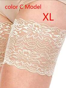 1 Pair Elastic Lace Trim Anti-Chafing Thigh Bands,Non-Slip Silicone Sock Covers, , Invisible Friction-Resistant Stockings,For Inner Thighs To Prevent Chafing And Friction Home - Multicolor - View 4