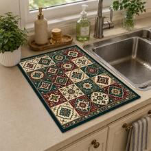 1pc Persian Style Absorbent Drying Mat, Kitchen Decor Coffee Machine Mat, Handmade Coffee Pot Drip Tray, Kitchen Floor Mat, Table Mat, Kitchen Countertop Dish Drying Mat, Breakfast Mat, Heat-Resistant Drip Tray With Non-Slip Backing, Diatomaceous Earth Drip Tray, Stain-Hiding, Super Absorbent Kitchen Drip Tray, Easy-To-Clean Dish Rack Mat, Perfect For Kitchen, Dining Table, Coffee Shop, Bar, Holiday, Party, Home Decor, Holiday Gift - Multicolor - View 3