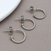 3pcs/Lot 19-28mm C-Shaped Stainless Steel Ear Hooks Earring Posts With Loop C Shape Ear Studs Earrings DIY Jewelry Making Accessories Supplies - Multicolor - View 16