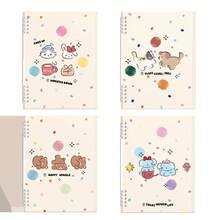 Loose-Leaf Notebook With Cartoon Design For Students, Thick Waterproof Cover, Ink-Resistant Index Pages, Stationery Journal Binder - Beige - View 4