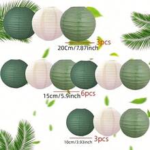 12 Stück elegante graugrüne Papierlampen - Boho Dschungel Themen Party Dekorationen, geeignet für Hochzeiten, Brautduschen, Geburtstage, Jahrestage, Abschlüsse - keine Rahmen, Hotel Dekoration, Party Dekoration, keine Elektrizität erforderlich, keine Federn, Papierlaterne Dekorationen - Salbeigrün - Übersicht 11
