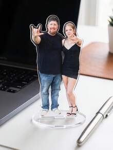 1/3/5pcs Customized Photo Acrylic Stand, Personalized Family Portrait Desktop Decor. Upload Photo To Create Unique Father's Day Gift For Dad And Grandpa, Customized Home Decor, Birthday And Anniversary Family Keepsake. - Multicolor - View 5