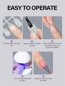 AILLSA 360/240/120pcs Short Fat Oval Full Coverage Fake Nails, 15 Sizes Matte Acrylic Nail Tips, Suitable For Nail Salon Nail Extensions Gel Nail Set Nail Supplies - Clear - View 3