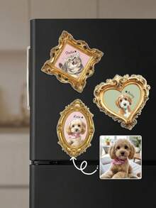 Magnet Kulkas Potret Hewan Peliharaan Datar 2D yang Dipersonalisasi, Magnet Bingkai Emas Mini Museum, Magnet Foto Anjing Kucing Kustom, Magnet Gambar Kucing, Hadiah untuk Pecinta Hewan Peliharaan - MultiWarna - View 4
