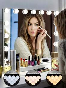 1pc Multi-Size Makeup Mirror Light, LED Makeup Mirror Bulb, USB 3-Color Makeup LED Mirror Light, Makeup Mirror Bathroom Lighting, Adjustable Brightness & Color Temperature, Rotatable Wire Organizer, 6/10/12/14 LED Options - Multicolor - View 4