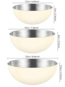 1件/3件不鏽鋼沙拉碗，學校用品，聖誕禮物 - 白色 - 查看 7