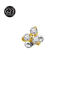 1pc G23 Titanium Gold Flower Heart Moon Spider Butterfly Cross Pentagram Zirconia Inlaid Stud, Suitable For Daily Wear - Gold - View 18