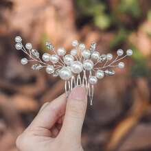 European And American Hot-Selling Handmade Hair Comb Headpiece, Bridal Party Wedding Dress Styling Updo Hair Comb Accessory - Five-tooth Silver B - View 9