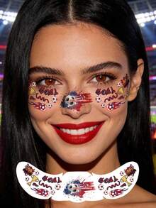 10pcs World Cup Football Fan Temporary Tattoo Face Stickers, For Celebration And Watching, Suitable For Face, Arms, Etc., Waterproof And Sweat-Proof, Suitable For Various Occasions - Multicolor - View 5