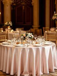 1pc Rose Gold Satin Round Tablecloth, Solid Color Smooth Fabric Tablecloth, Wedding Tablecloth, Birthday Party Table Decor, Anniversary Celebration Table Decor, Elegant Banquet Event Decor Supplies, Wedding Decor, Home Decor, Room Decor, Kitchen Dining Room Decor, Restaurant Decor, Holiday Celebration Banquet Decor, Party Supplies, Party Favors - Rose Gold - View 4