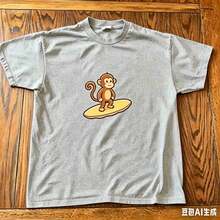2026 Summer New Arrival [100% Cotton][Graphic Tee] Surfing Graphic T-Shirt – Tee, Cute Cartoon Monkey Shirt, Unisex Casual Streetwear Top,T-Shirt - 灰色 2 - 查看 11