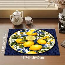 1pc Lemon Pattern Absorbent Drying Mat, Kitchen Decor Coffee Machine Mat, Hand Drip Coffee Pot Drainer Mat, Kitchen Floor Mat, Table Mat, Kitchen Countertop Dish Drying Mat, Breakfast Mat, Heat-Resistant Drainer Mat With Non-Slip Backing, Diatomaceous Earth Drainer Mat, Stain-Hiding, Super Absorbent Kitchen Drainer Mat, Easy-To-Clean Dish Rack Mat, Perfect For Kitchen, Dining Table, Coffee Shop, Bar, Holiday, Party, Home Decor, Holiday Gift - Multicolor - View 14