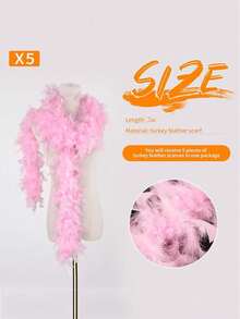 1/2/3/4/5 Pieces Of Chandelle Turkry Feather Scarves, 200cm Long, 44g In Weight. For Halloween Costumes, Dance Parties, And Halloween Decoration. - Multicolor - View 3