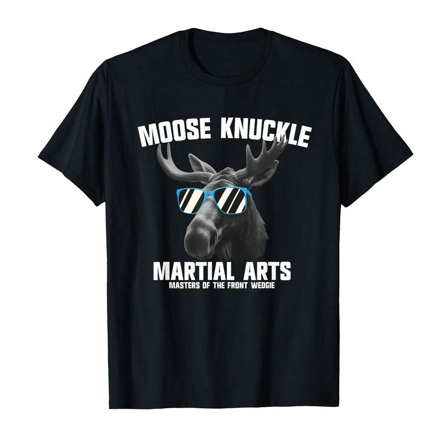 Moose Kckle Martial Arts - Camiseta de humor para os, Negro -, Pequeña - Negro - Ver 1