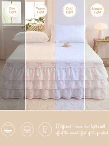 1pc 3-Layer Cute Bow Pattern Bed Skirt, Simple Classic Design, Suitable For Daily Use, Comfortable Breathable Polyester Fabric, All Seasons - Multicolor - View 6