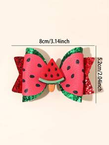 2pcs Multicolor Watermelon Lemon Bow Hair Clips For Girls,Glitter Hair Bows Clips, Fashion Summer Hair Accessories For Daily Wear, Vacation,Summer Use - Multicolor - View 7