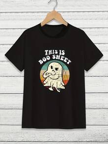 Love You Gift,Halloween T-Shirt Men's Halloween T-Shirt With &Quot;This Is Boo Sheet&Quot; And Ghost Print, Men's Clothing, Up The Ante - Black - View 1