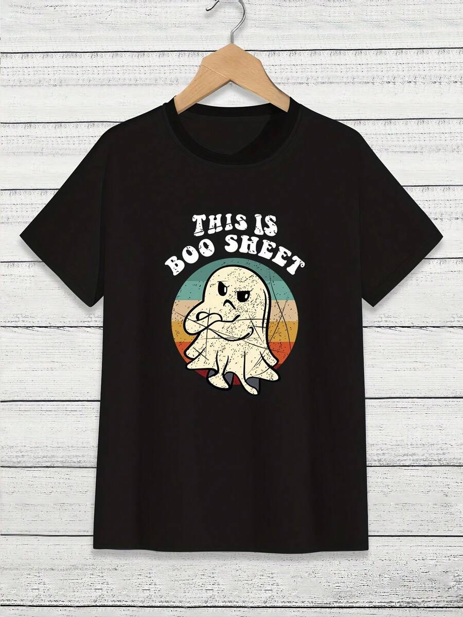 Love You Gift,Halloween T-Shirt Men's Halloween T-Shirt With &Quot;This Is Boo Sheet&Quot; And Ghost Print, Men's Clothing, Up The Ante - Black - View 1