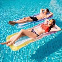 Transparent uppblåsbar poolhängmatta i mesh med inbyggd kudde, 70 tum poolflotte, lämplig som pooltillbehör för vuxna och solbadande poollounger, perfekt för poolfester och sommaren - Multifärgad - Visa 4