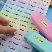 60-500 piezas Etiquetas de nombre personalizadas sin plancha, etiquetas de nombre personalizadas para ropa, pegatinas de nombre personalizadas para botellas de agua, regreso a la escuela - Estilo C - Ver 3