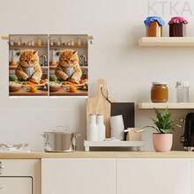 2pcs Chef Cat Print Kitchen Towels, 16x24 Inches, Machine Washable And Reusable, Absorbent Cleaning Cloth For Baking And Cooking, Kitchen Accessories, Housewarming Gift - Multicolor - View 6