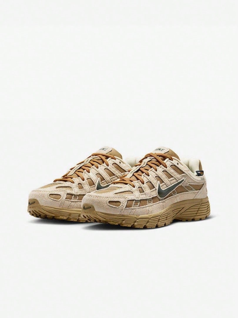 Nike 女款 P-6000 銀灰色網面復古厚底運動鞋 IO4668-201 - 黃棕色 - 查看 1