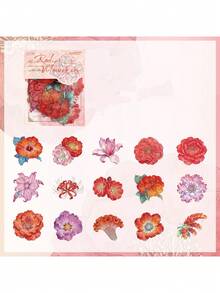 1 Pack 30pcs Floral Theme Scrapbook Stickers, Vintage Creative Aesthetic Decals, DIY Decoration Collage Craft Materials, Holiday Gift, Personalized Scrapbook School Stationery Supplies School Supplies - PET - View 16