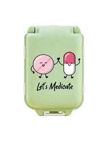 8格便攜式多層藥盒，印有「Let's Medicate」字母，旅行防潮收納盒，中性可重複使用藥盒，日常計畫口袋盒，旅行藥箱，便攜急救包，緊急收納袋，居家、旅行、宿舍必備配件，適用於維生素、藥物和營養補充品，適合戶外、辦公室、返校使用 - 彩色 - 查看 14