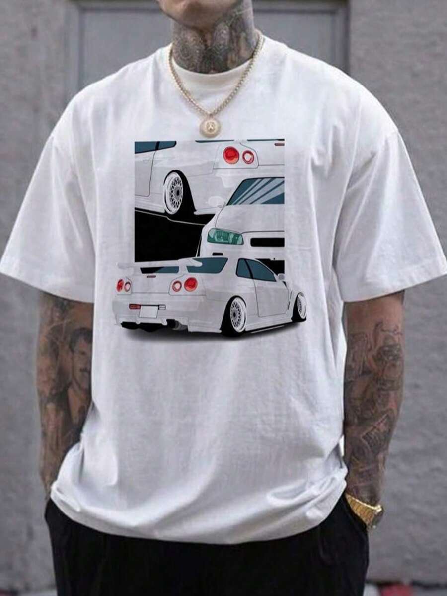 Men's Short-Sleeved Crew Neck T-Shirt. Casual Style With Modern And Comfortable Prints. For Men And Women, Couple Style, Short-Sleeved T-Shirt With 2Z Print - 杏色 - 查看 1