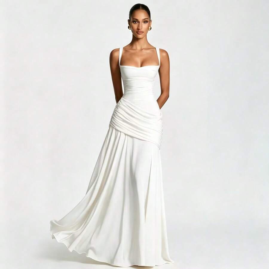 Women Maxi Dresses - White - View 1