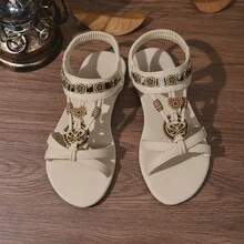 Soft Sole Bohemian Sandals For Women, Beach Shoes For Skirts, Plus Size, Summer Outdoor Wear,Holiday Essential - Beige - View 9