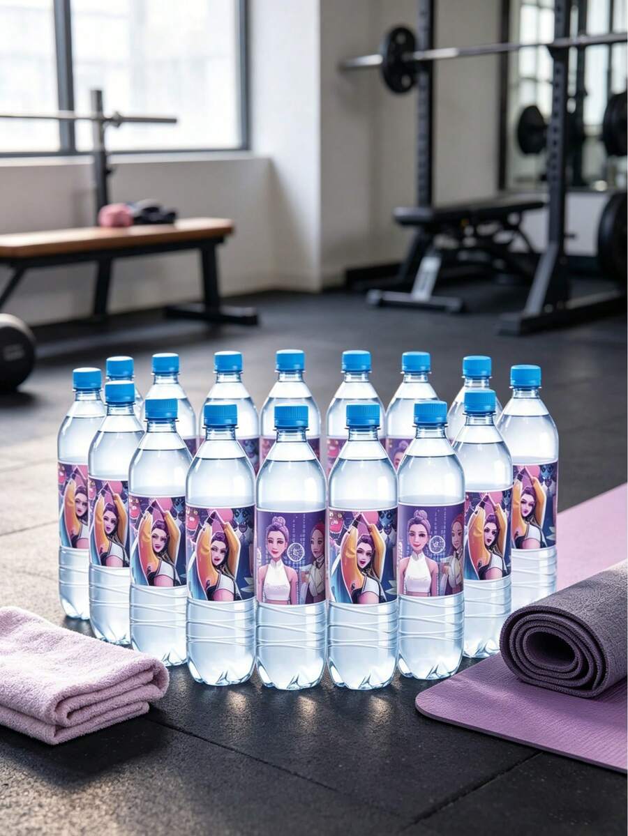 10入 K-POP 隨機卡通水瓶貼紙，防水裝飾貼紙，適用於杯子 DIY，主題生日派對與粉絲活動派對禮品的必備裝飾 - 彩色 - 查看 1