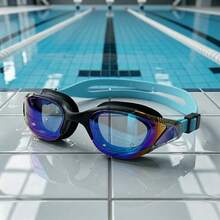 5 Colors Available Coated Revo Lens Swim Goggles, Two-Tone Frame Soft Silicone Anti Fog UV Protection Leakproof Adjustable Strap Adult Swimming Goggles - Multicolor - View 1