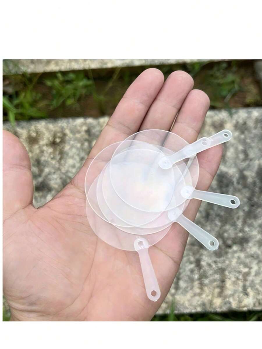 50pcs 5cm Cute Mini Transparent Blank Fans, Children's DIY Art Fans, Wedding Birthday Party Favors, Gifts For Couples And Friends - Multicolor - View 1