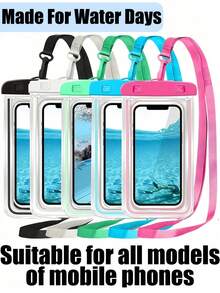 5/3pcs Waterproof Phone Pouch, Waterproof Bag, Travel Essential, Universal Waterproof Phone Bag, Air Cushion Waterproof Phone Case, 1/2/3/4/5pcs Set, With Lanyard Waterproof Phone Case, Suitable For IPhone 15/14/13/12/11 Pro Max, Waterproof Phone Case For Swimming Underwater, Beach Dry Bag, Sports Bag, Leisure Travel, Vacation, Summer Swimming Bag, Holiday Supplies, Beach Accessories, Pool Floats - Multicolor - View 3