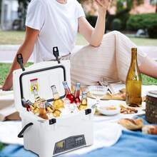 21-26 L Premium Kühlbox Tragbar - 5 Tage Kühlleistung Robuste Isolierbox mit Flaschenöffner & Ablassventil - Perfekt für Camping, Angeln & BBQ - 21 l Weiß - Übersicht 6
