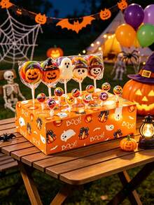 1pc Halloween Lollipop Display Stand, Halloween Castle Boo Ghost Pattern Lollipop Holder, Halloween Candy Cake Dessert Display Stand, Reusable Halloween Lollipop Storage Box, Halloween Party Candy Gift Packaging Supplies, Trick Or Treat, Halloween Party Table Centerpiece Decor, Halloween Party Supplies, Halloween Cake Decoration, Room Decor, Halloween Party Decoration, Halloween Gift, Party Favors - Halloween Pumpkin - View 6
