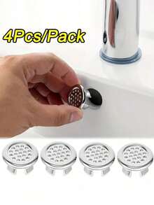 2/4 buah Penutup Lubang Pembuangan Wastafel Plastik, Cocok Untuk Dapur Dan Kamar Mandi, Sumbat Pembuangan Bak Mandi, Cincin Lubang Pembuangan Wastafel Bulat (Cocok Untuk Diameter Lubang 22-24mm), Pesta, Pernikahan, Paskah, Hari Ibu, Gaya Acak - Versi perak - View 3