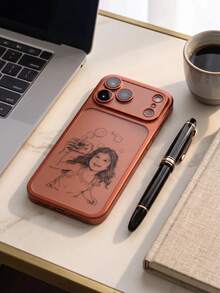 個性化客製化姓名手機殼，適用於 iPhone 17 16 15 14 13 12 Pro Max，奢華電鍍硬塑透明磨砂相機保護套，17 Pro Max 聖誕禮物 - 橘色 - 查看 4