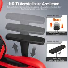 Devoko Gunji Massage Video Game Chair For Adults With Footrest, PU Leather Computer Desk Chair, Adjustable Backrest, High Back Support, Home Office Chair With Headrest And Lumbar Support - Red - View 7