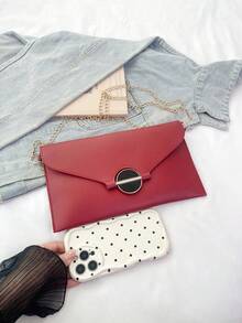 Tas Amplop Wanita Vintage Desain Niche Terbaru, Warna Solid, Gaya Fashion - Merah - View 5