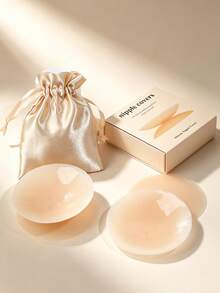 2/4/6Pcs Reusable Ultra Thin Nipple Covers With Pouch Portable Invisible Adhesive Pasties Lingerie Accs,Travel,Summer,Wedding - Multicolor - View 5