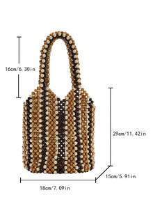 1 Stück handgefertigte Perlen-Tasche, Farbblock Nischen-Handtasche, Strand-Reisetasche, Urlaub-Lässig-Tasche, vielseitige Damen-Tasche für Pendeln, Lässig, Alltag, Einkaufen, Reisen, Ausflüge, passt zu Camisole, T-Shirt, Bluse, Kleid, Slip-Kleid, Bluse Erste Wahl. - Verschiedenfarbig - Übersicht 10