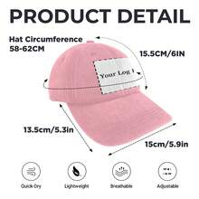 Custom Personalized Vintage Washed Baseball Cap, Custom Logo Text Photo Print Distressed Dad Hat, Personalized Customized Gift For Birthday Father's Day Mother's Day Christmas Holiday - Pink - View 3