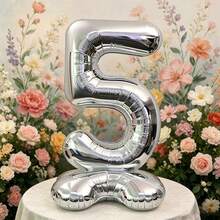 2pcs/1pc 42 Inch Silver Standing Number Foil Balloons, Self-Standing Design Without Support, Suitable For Anniversary, Memorial Day, Birthday Theme Party Atmosphere Decoration, Birthday Photo Props, Room Decor, Indoor Arrangement, Multi-Scenario Celebration Events, Lightweight Foil Material Reusable, Number Style Freely Selectable - 42-inch Standing Digital - View 13